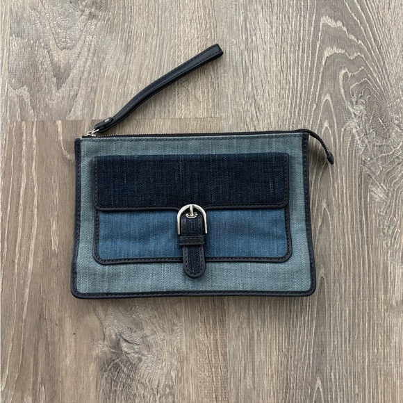 Michael Kors Handbags - Michael Kors Blue Denim Buckle Clutch Wristlet